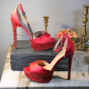 EUC Betsey Johnson Sexy Sparkling Sb-Karma Red Stilettos 7.5
